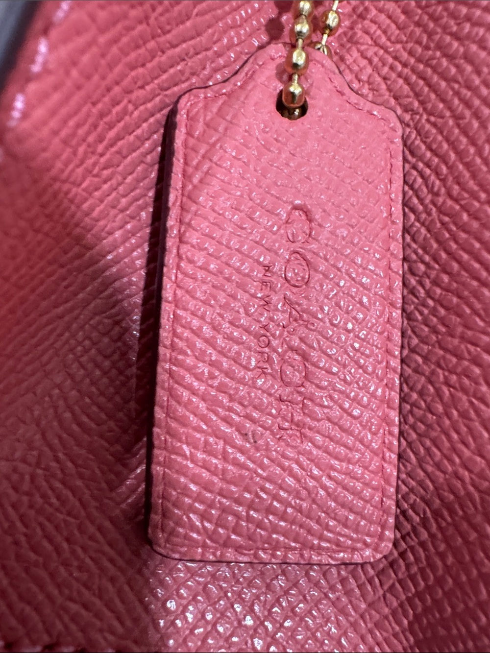Coach Coral Pink Pebbled Leather Crossbody Bag - Picture 6 of 6
